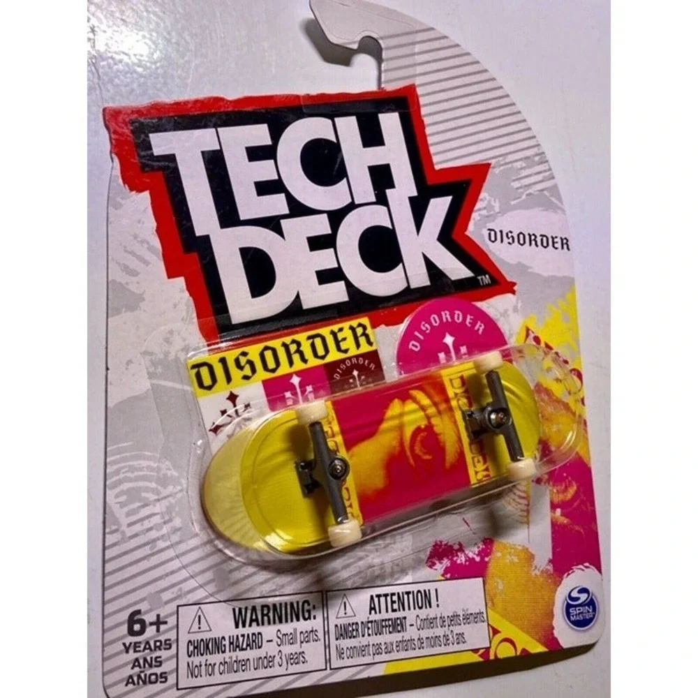 Tech Deck Disorder Rare Fingerboard Skateboard‎ Yellow Pink Spin Master NIP 2022